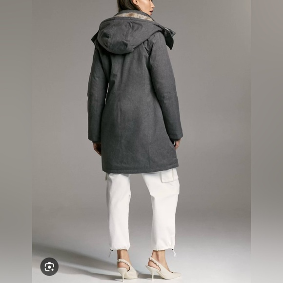 Women’s Aritzia Babaton grey Hooded Oskar Parka Coat - Picture 3 of 7